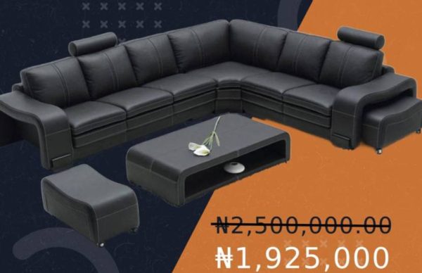 Confidence 7-Seater Leather Sectional Sofa with 2 Side Ottomans
