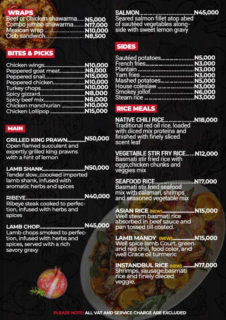 Checkpoint Restaurant and Lounge Menu